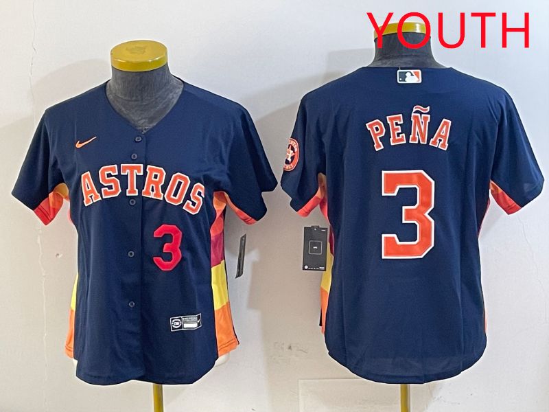 Youth Houston Astros 3 Pena Blue City Edition 2025 Nike MLB Jersey style 2